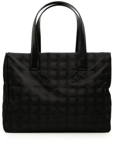 Pre-owned Chanel 2006-2008 New Travel Line Nylon Tote Bag In Black
