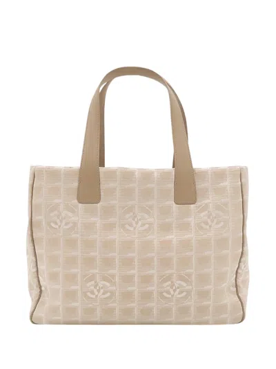 Pre-owned Chanel 2006-2008 New Travel Line Nylon Tote Bag In Neutrals