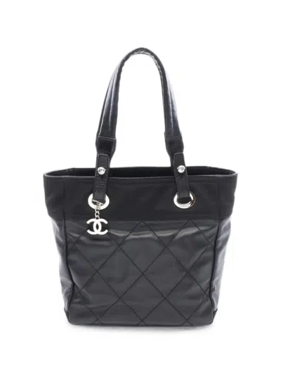Pre-owned Chanel 2006-2008 Paris Biarritz Pm Tote Bag In Black