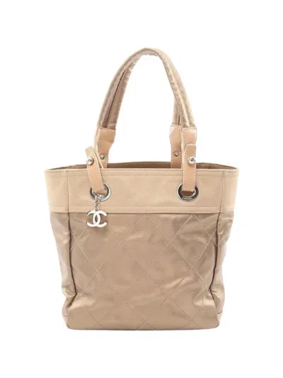Pre-owned Chanel 2006-2008 Paris Biarritz Pm Tote Bag In Gold