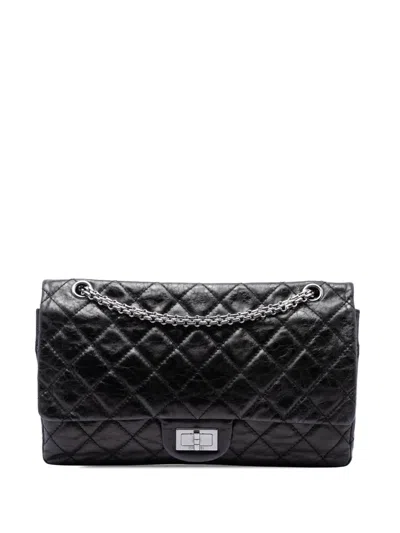 Pre-owned Chanel 2006-2008 Quilted Aged Calfskin Reissue 2.55 Double Flap 227 Shoulder Bag In Black