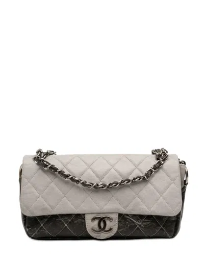Pre-owned Chanel 2006-2008 Small Cc Quilted Vinyl Melrose Degrade Flap Shoulder Bag In Black