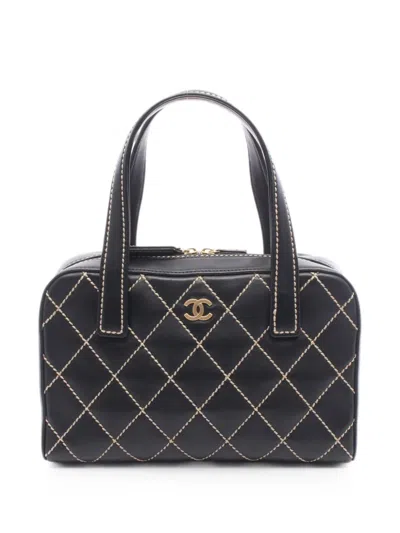 Chanel 2006-2008 Wild Stitch Tote Bag In Black
