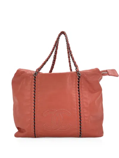 Pre-owned Chanel 2006-2009 Interlocking Cc Tote Bag In Orange