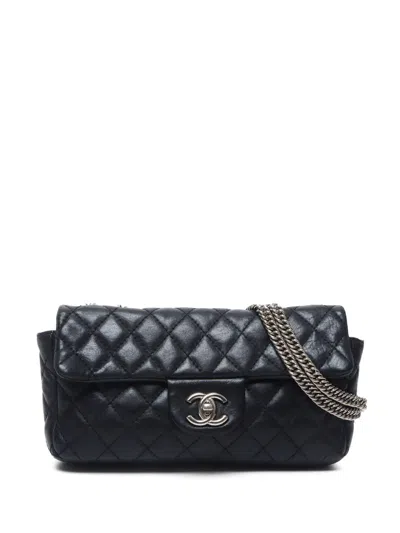 Pre-owned Chanel 2007-2008 Diamond-quilted Shoulder Bag In Black