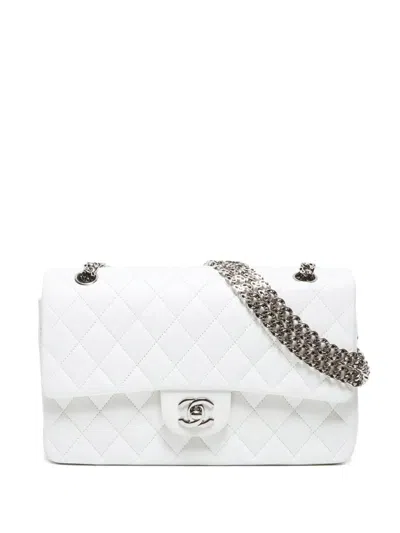 Pre-owned Chanel 2007-2008 Medium Classic Flap Shoulder Bag In White