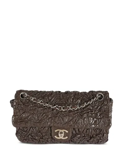 Pre-owned Chanel 2007 Astrakhan Leather Shoulder Bag In Brown