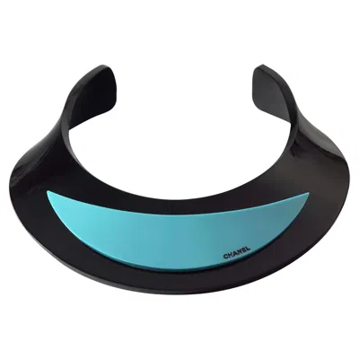 Pre-owned Chanel 2007 Autumn Black And Blue Resin Choker Necklace