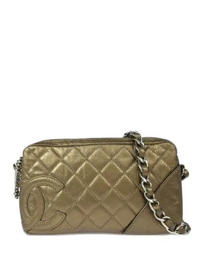 Pre-owned Chanel 2007 Cambon Ligne Quilted Shoulder Bag In Gold