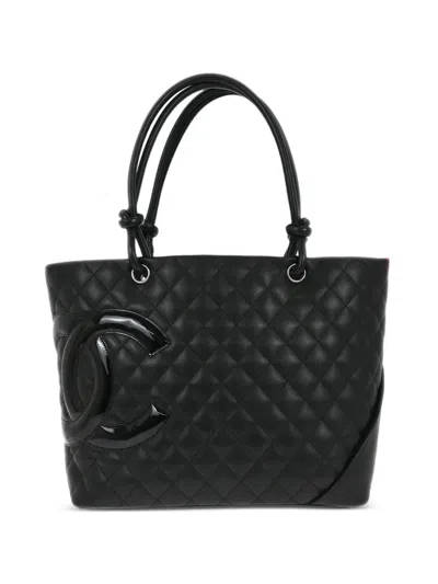 Pre-owned Chanel 2007 Cambon Ligne Quilted Tote Bag In Black
