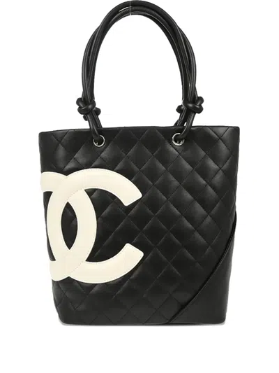 Pre-owned Chanel 2007 Cambon Ligne Tote Bag In Black