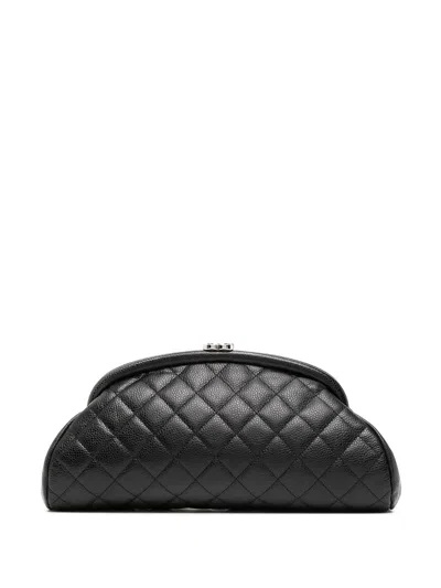 Pre-owned Chanel 2007 Cc Diamond-quilted Clutch Bag In Black