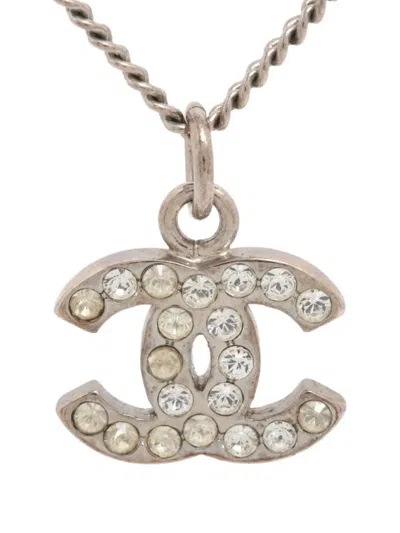 Pre-owned Chanel 2007 Cc Mark Embellished Necklace In Silver
