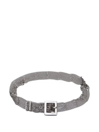Pre-owned Chanel 2007 Chain Belt In Silver