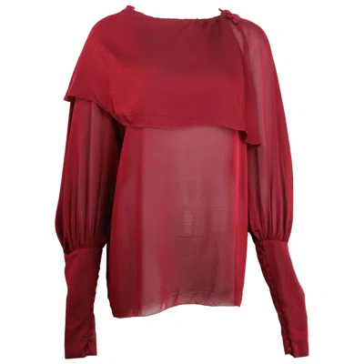 Pre-owned Chanel 2007  Red Silk Victorian Style Long Sleeves Shirt