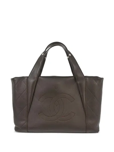 Pre-owned Chanel 2007 Chevron Tote Bag In Brown