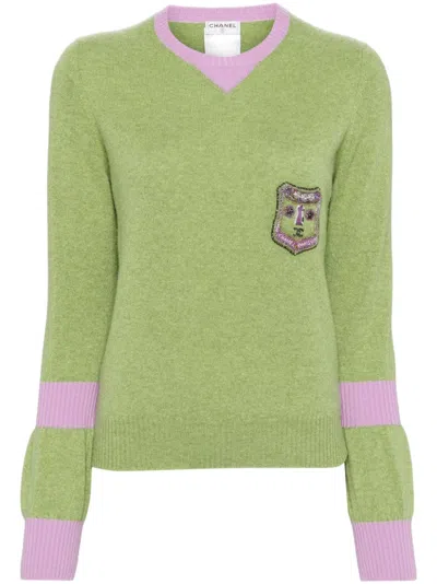 Pre-owned Chanel 2007 Co-ord Jumper Scarf In Green