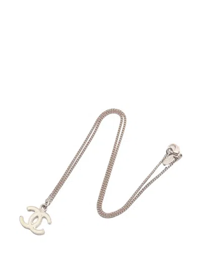 Pre-owned Chanel 2007 Coco Mark Necklace In Silver