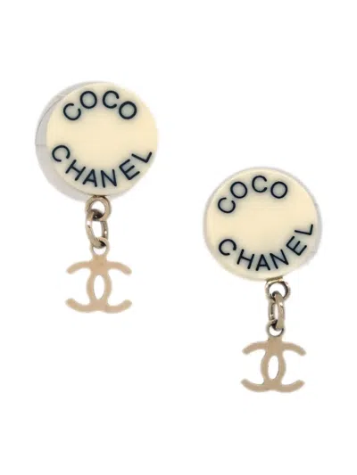 Pre-owned Chanel 2007 Interlocking Cc Drop Earrings In 金色