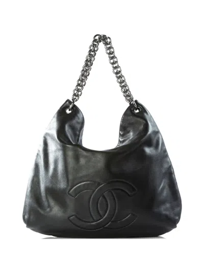 Pre-owned Chanel 2007 Interlocking-cc Chain-link Tote Bag In Black