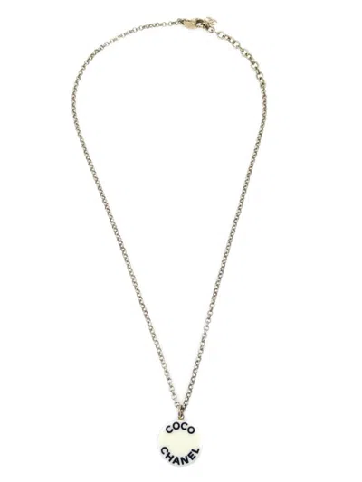 Pre-owned Chanel 2007 Logo Pendant Necklace In Gold