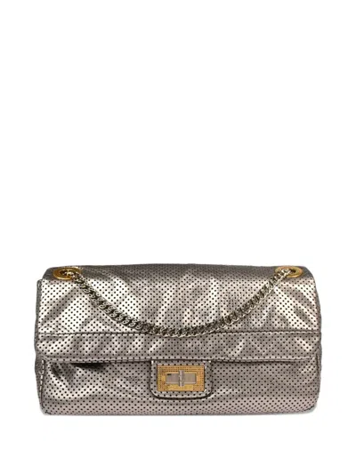 Pre-owned Chanel 2007 Mademoiselle-lock Perforated Chain Shoulder Bag In Silver