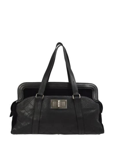 Pre-owned Chanel 2007 Mademoiselle Lock Tote Bag In Black