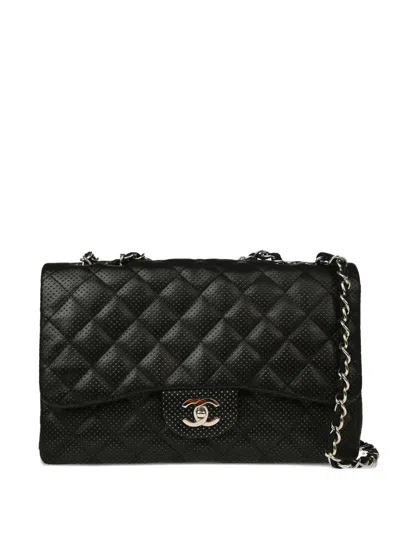 Pre-owned Chanel 2007 Perforated Shoulder Bag In Black