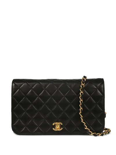 Pre-owned Chanel 2007 Small Turnlock Full Flap Shoulder Bag In Black