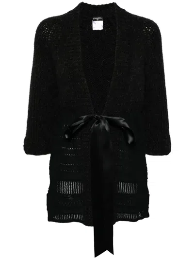 Pre-owned Chanel 2007 Tied-front Three-quarter Sleeves Cardigan In Grey