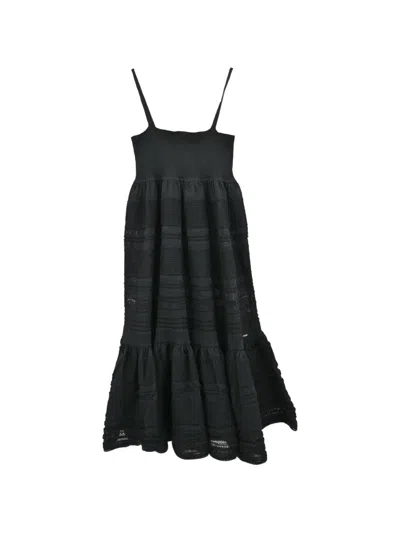 Pre-owned Chanel 2007 Tiered Camisole Mini Dress In Black