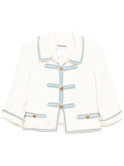 Pre-owned Chanel 2007 Tweed Jacket In White