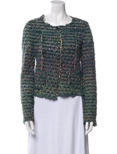 Pre-owned Chanel 2007 Tweed Pattern Evening Jacket In Blue