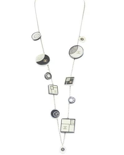 Pre-owned Chanel 2008 08c Geometric Record Resin Charm Station Long Necklace (authentic  Pre-loved)