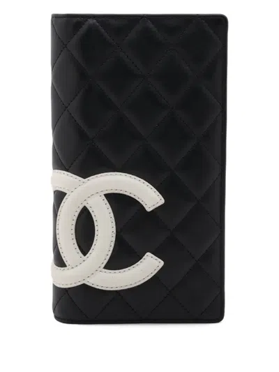 Pre-owned Chanel 2008-2009 Cambon Line Long Wallet In Black