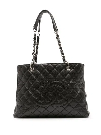 Pre-owned Chanel 2008-2009 Caviar Grand Shopping Tote Bag In Black
