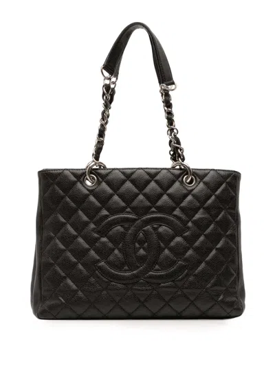 Pre-owned Chanel 2008-2009 Caviar Grand Shopping Tote Bag In Black