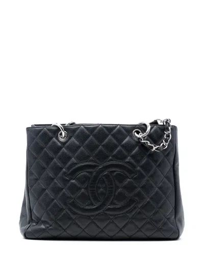 Pre-owned Chanel 2008-2009 Caviar Grand Shopping Tote Bag In Black