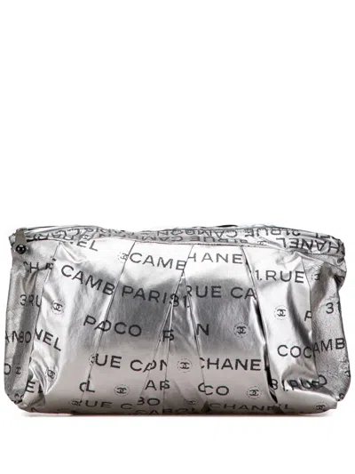 Pre-owned Chanel 2008-2009 Coated Canvas Unlimited Clutch Bag In Silver