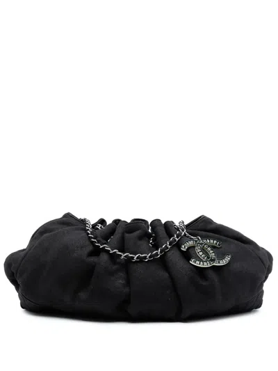 Pre-owned Chanel 2008-2009 Jersey Melrose Cabas Tote Bag In Black