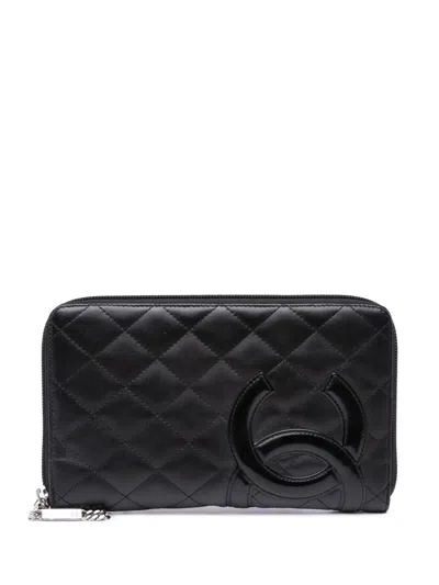 Pre-owned Chanel 2008-2009 Lambskin Cambon Ligne Zippy Organizer Wallet Long Wallets