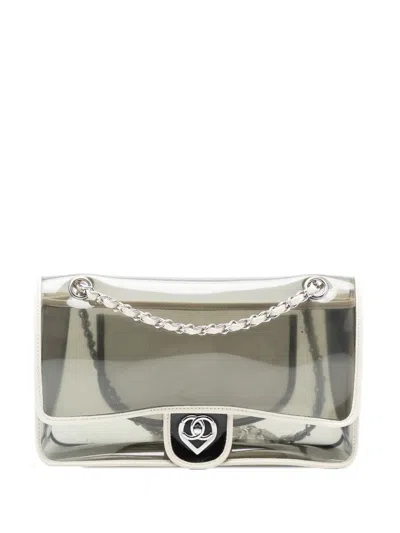 Pre-owned Chanel 2008-2009 Large Pvc And Lambskin Naked Flap Shoulder Bag In White