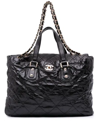 Pre-owned Chanel 2008-2009 Large Quilted Glazed Calfskin Portobello Satchel