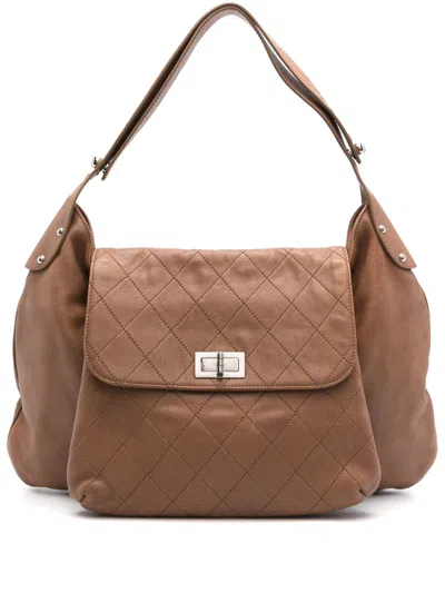 Pre-owned Chanel 2008-2009 Leather Tote Bag In Brown