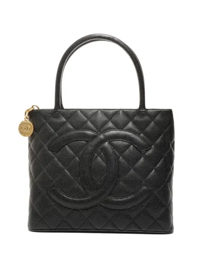 Pre-owned Chanel 2008-2009 Medallion Cc Mark Tote Bag In Black