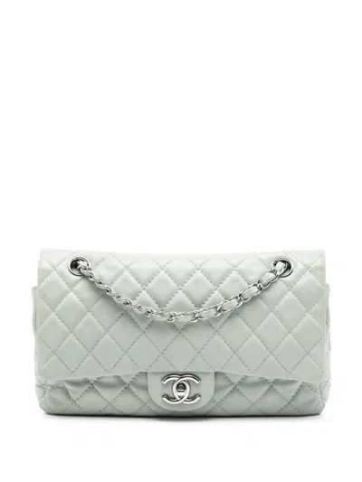 Pre-owned Chanel 2008-2009 Medium Classic Caviar Double Flap Shoulder Bag In Gray