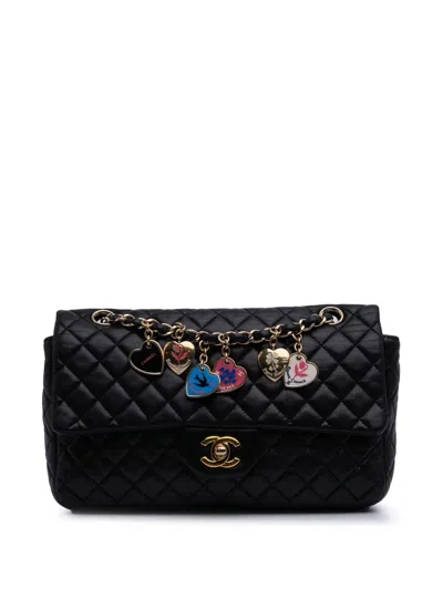 Pre-owned Chanel 2008-2009 Medium Classic Lambskin Valentines Heart Charms Single Flap Shoulder Bag