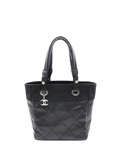 Pre-owned Chanel 2008-2009 Paris Biarritz Pm Handbag In Black