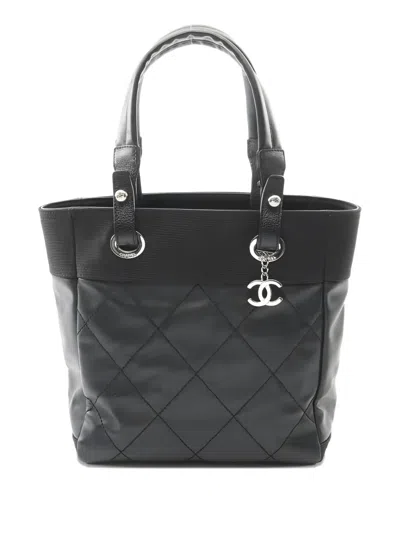 Pre-owned Chanel 2008-2009 Pm Paris Biarritz Tote Bag In Black