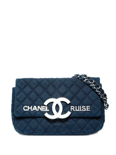 Pre-owned Chanel 2008-2009 Quilted Flap Shoulder Bag In Blue